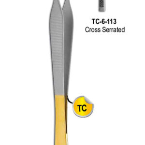 Hudson Forceps Cross Serrated 15.2cm with Gold Plated