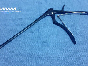 Kerrison Rongeurs Bite Size 2MM 45 Degree Up Bite 8" Shaft, Thin Footplate Blue Titanium