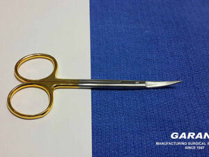 Iris Scissor 4.5" Curved T.C, Gold Plated Handles Premium Grade