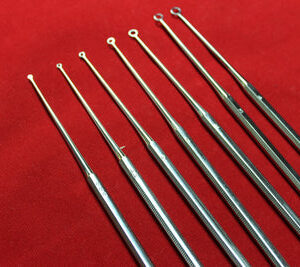Buck Ear Curette Set of 7 Piece Blunt Point Round handle overall length 6.5"