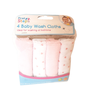 Baby wash cloths, first steps ? pack of 4pieces