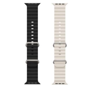 2Pack Ocean Band Compatible With Series 8 Ultra Kd99 X8 S8 S9 Ultra Smartwatch Waterproof Soft Silicone Sport Wristbands Replacement Strap Adjustable Loop 42/44/45/49mm