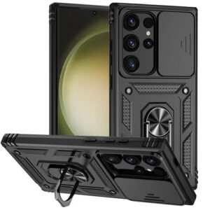 Galaxy S24 Ultra Case, Heavy Duty Protective Case With Ring Kickstand And Sliding Camera Cover For Samsung Galaxy S24 Ultra