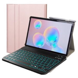DY-M10P For Lenovo Smart Tab M10 HPD Plus TB-X606F 10.3 Inch 2 In 1 Removable Magnetic ABS Bluetooth Keyboard + Protective Leather Case With Stand & Sleep / Wake-up & Pen Holder(Rose Gold)
