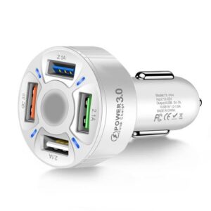 4 In 1 Conversion Plug Multi-function USB Car Fast Charger(White)