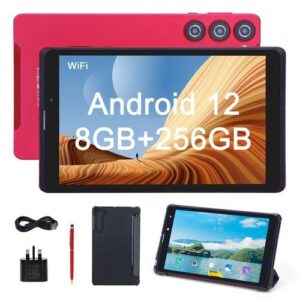 C Idea 8 Inch Android 12 Sim Tablet 256GB ROM+256GB Expandable 800*1280 IPS Screen With Protect Case, Keyboard CM835(Red)