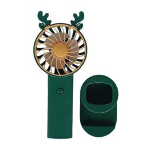 Green Mini Portable Rechargeable Handheld Fan With Stand/Phone Holder
