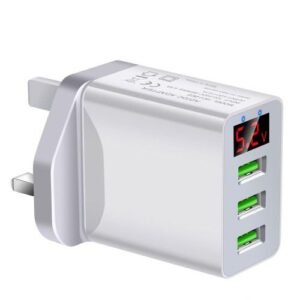 1pc 5V 3A Charger Head Digital Display High Compatibility Charger -White