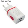Dual USB Ports LED Light 5V 2.1A US/EU Plug-Red -eu Plug