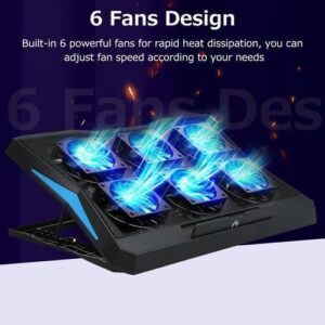 Foldable Laptop Cooler 6-fan Stand Low Noise 6-level For 17"