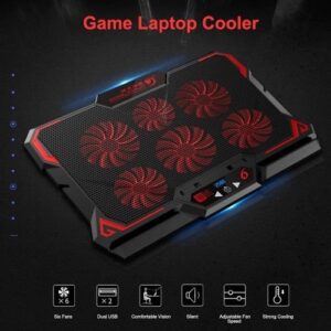 17inch Gaming Laptop Cooler Six Fan Led Screen Two USB Port 2600RPM Laptop Cooling Pad (Version 2)