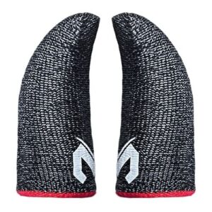 Gaming Finger Sleeve Non-slip High Sensitivity Faux Silver Fiber Sweatproof Thumb Finger Protector For Mobile Game Controller-Red