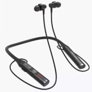 60Hours Bluetooth FM Radio SD Card Slot Neckband with 5 Equalizer - Black
