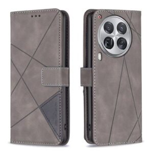 For Tecno Camon 30 Premier 5G Magnetic Buckle Rhombus Texture Leather Phone Case(Grey)