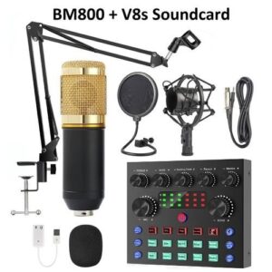 BM800 Condenser Microphone + V8S Soundcard Live Music Tiktok
