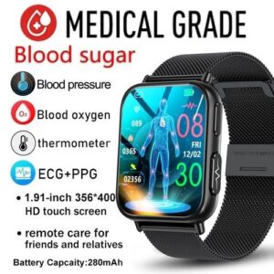 Accurate Measure Blood Sugar Smart Watch Men ECG+PPG Heart Rate Blood Oxygen Health Smartwatch