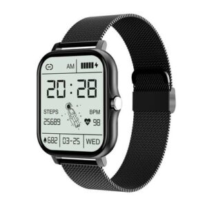 GT20 1.69 Inch Heart Rate Smart Watch, Black Steel Strap