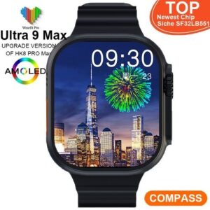 2023 New AMOLED ULTRA 9 MAX Smart Watch 49mm 2.1 Inch 154MhzHigh Refresh Game NFC Smartwatch Men Sport Watches