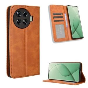 for Tecno Spark 20 Pro Plus 4G Wallet Case Best Leather Case Flip Cover Brown