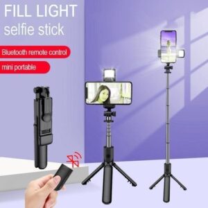 Bluetooth Selfie Stick Tripod + Fill Light + Bluetooth Remote Control