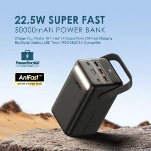 Oraimo 22.5W Super Fast 4 Output Port LED Light 50000mA Power Bank