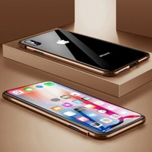 For  IPhone 11 Pro Max 2019 Magnet Adsorption Double-sided Tempered Gl Metal Cover For IPhone X XR XS MAX 8 7 6 6S Plus(#Gold) SHA