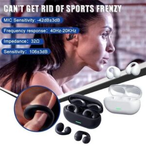 Ear clip bone conduction headphones wireless earbuds 8D surround sound bass sports headphones with microphone