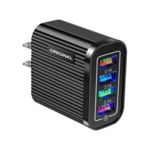 4 USB Ports Universal EU/US Plug Luminous Fast-Black