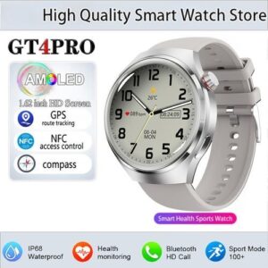 2023 New NFC Smart Watch Men GT4 Pro AMOLED HD Screen Heart Rate Bluetooth Call IP68 Waterproof GPS SmartWatch For HUAWEI Xiaomi