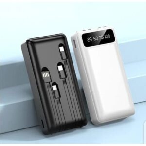 30000mAh Polymer Digital Power Bank With  Built-In 4 Cables Portable Backup Charger 30000mAh