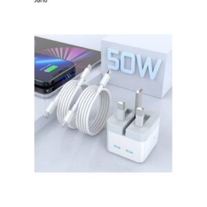 50 Watt Dual Type C Lighting Fast Charger For Iphone 14 Pro Max/14 Plus/14/13 Pro Max/13 Pro/13/13 Mini/12 Pro Max/12 Pro/12/12 Mini/11 Pro Max/11 Pro/11 And Ipads
