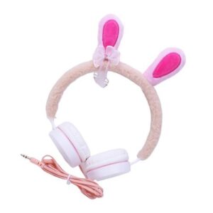 Girls Wired Headphones Plush Headset Volume Control For Phone Yellow