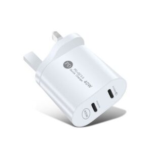 40W Dual Port PD / Type-C Fast Charger, UK Plug