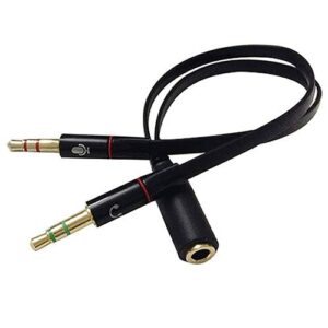 3.5mm Audio Mic Y Splitter Cable Headphone Adapter-Black