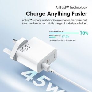 Oraimo PowerGaN 45W  Phone And Laptop Fast Charger +Free Cable