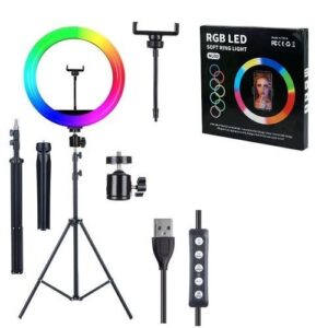12inch Dimmable RGB LED Selfie Ring Light With Tripod Stand