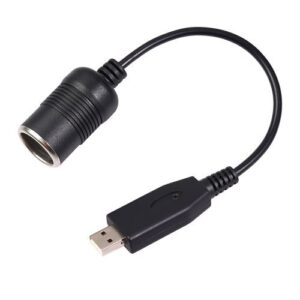Car Converter USB Port To Car Socket Female 5V To 12V Boost Power Adapter Cable (Black)