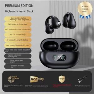 Bone conduction earphones wireless earphones Bluetooth 5.3 ear clip design touch control LED earbuds sports earphones