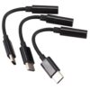 3Pcs Type C to 3.5mm Headphone Audio Adapter,USB-C to 3.5mm Female AUX Microphone Connector Cable for Motorola Moto Z, Le 2/Le Pro 3,Not Fit for HTC and Pixel(Black)
