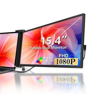 15.4 inches Laptop Expansion Screen Portable Monitor for Laptop FHD 19201080 IPS Dualscreen Monitor Foldable Design PlugandPlay for 15.617.3 inch Laptop Support Windows, MacOS