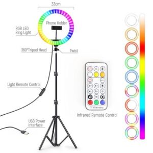 12inch RGB Ring Light And Tripod Colorful Selfie With Remote