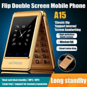 14 Inch Flip Up Phone 6800 MAH Super Long Standby Double Card Double Standby Double Screen Display One Touch Family Fast Dial EU Plug