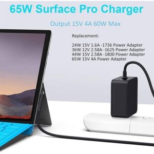 65W 15V 4A Laptop Charger for Microsoft Surface Pro 3 4 5 6 7 8 X Power Adapter,Surface Laptop 1 2 3, Surface Book Laptop/Tablet