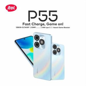 itel P55 6.6" HD+ 90Hz, 128GB ROM + Up To 12GB RAM, 50MP AI Camera, 5000mAh 18W Type-C, 4G, Android 13 - Blue + Free Case