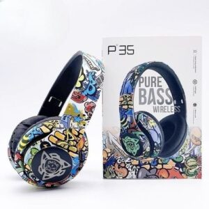 Game Sports Headphone Graffiti Painting Wireless P35-Blue