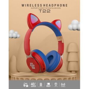 Cute Cat Ears Wireless Bluetooth Headset-Red & Blue