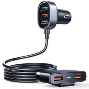 45W 5ports USB Car Charging With Extended HUBBlack