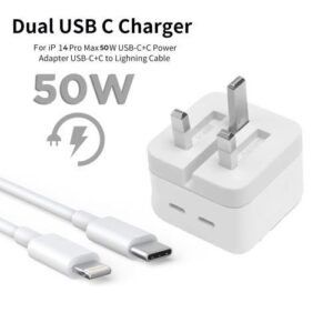 FOR IPHONE 50W Dual Type C Lighting Super Fast Charger For Iphone 14 Pro Max/14 Plus/14/13 Pro Max/13 Pro/13/13 Mini/12 Pro Max/12 Pro/12/12 Mini/11 Pro Max/11 Pro/11 And Ipads
