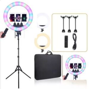 45CM 18inch RGB LED Multicolor Ring Light With 3Phone Holder