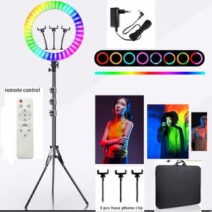 18 INCHES RGB RING LIGHT + REMOTE + TRIPOD STAND + BAG